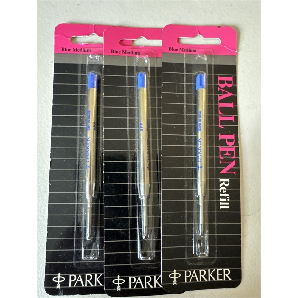 Parker Ball Pen Refill 30326 Lot of 3 Blue Ink Medium Point NOS Made in USA